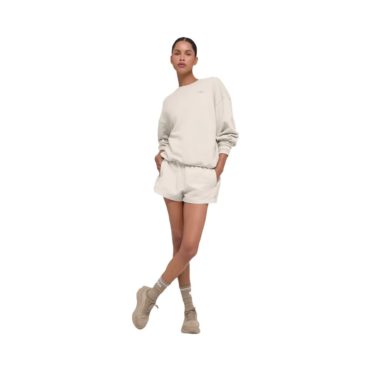 Alo Women's Accolade Crew Neck Pullover - Bone - HypeFly India View 4