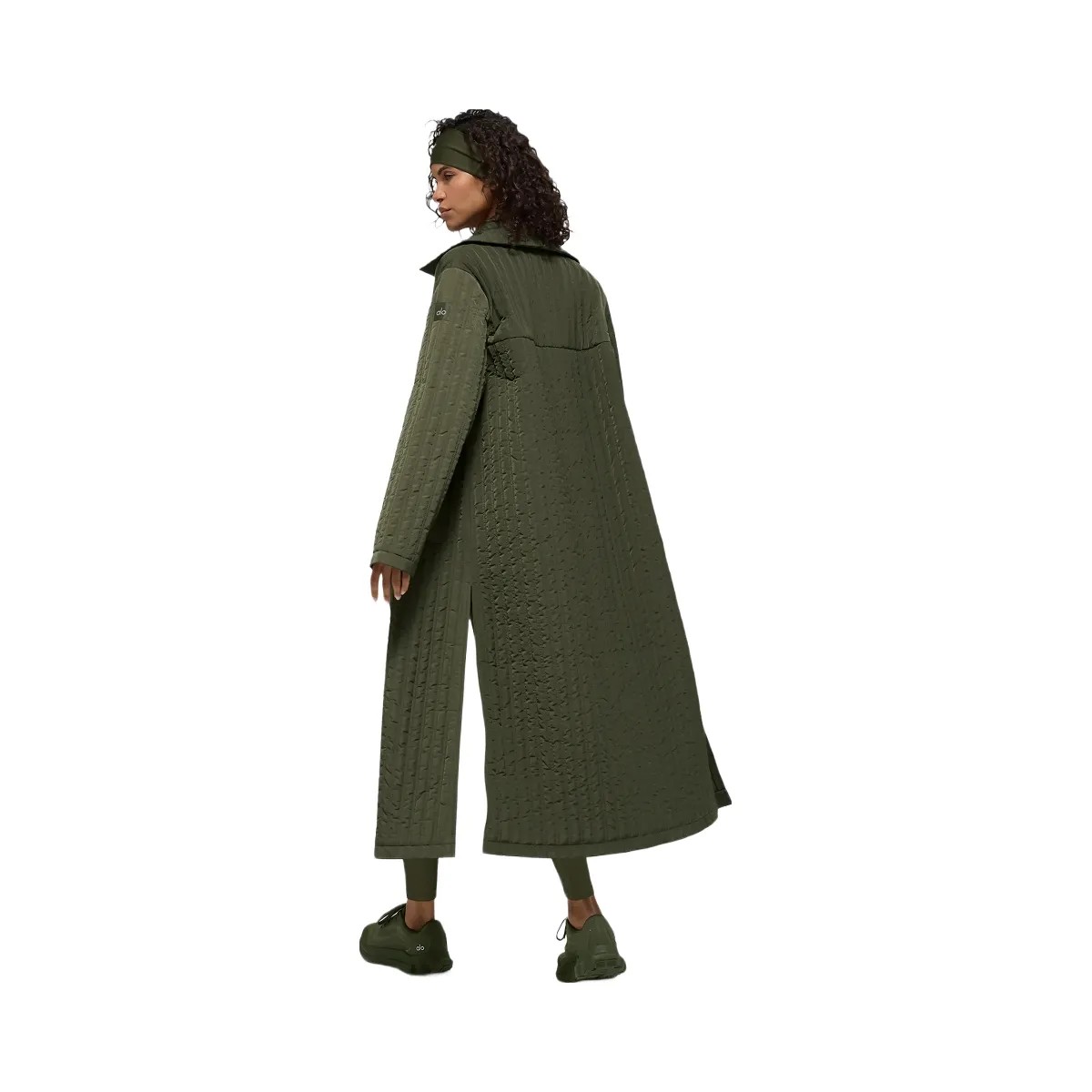 Alo Women's Quilted Skyline Long Coat - Green Olive - HypeFly India View 3