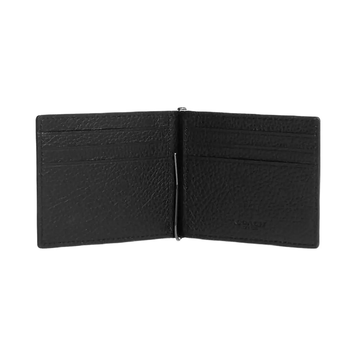 Coach Slim Money Clip Billfold Wallet Pebbled Leather-Gunmetal-Black - HypeFly India View 1