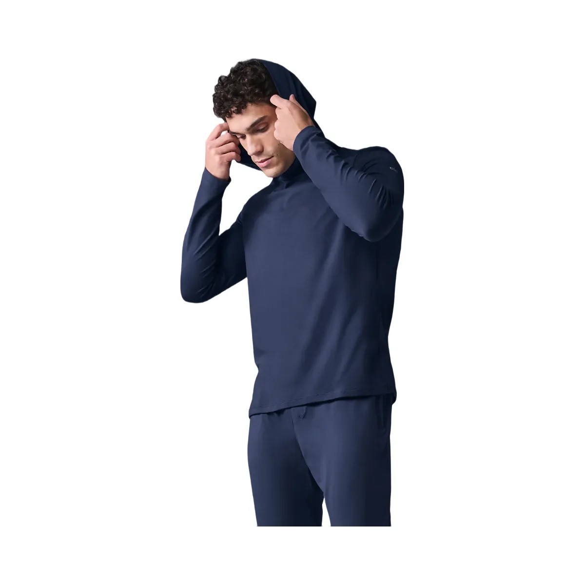Alo Men's Conquer Reform Long Sleeve With Hood - Navy - HypeFly India View 4