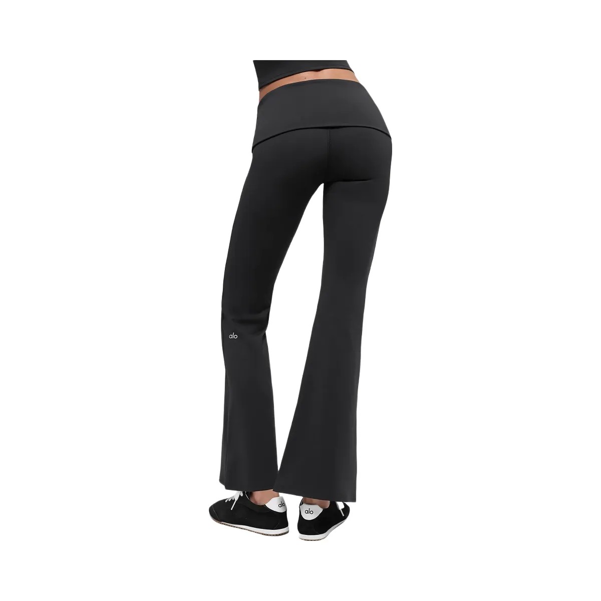 Alo Women's ALO Softsculpt 7/8 Foldover Flare Legging - Black - HypeFly India View 4