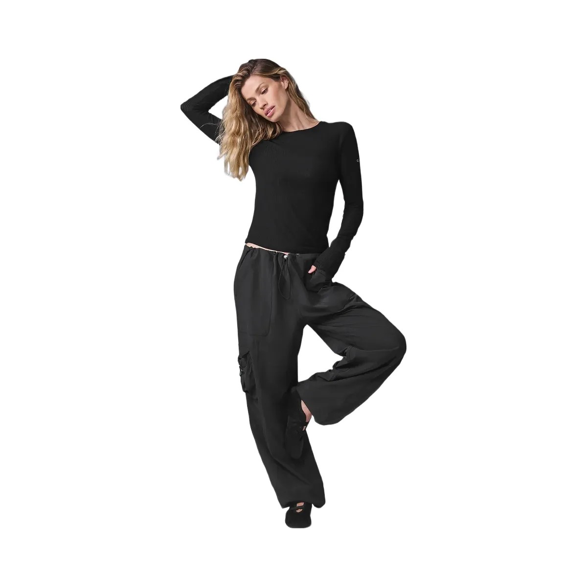Alo Women's Ribbed Sea Coast Long Sleeve - Black - HypeFly India View 1
