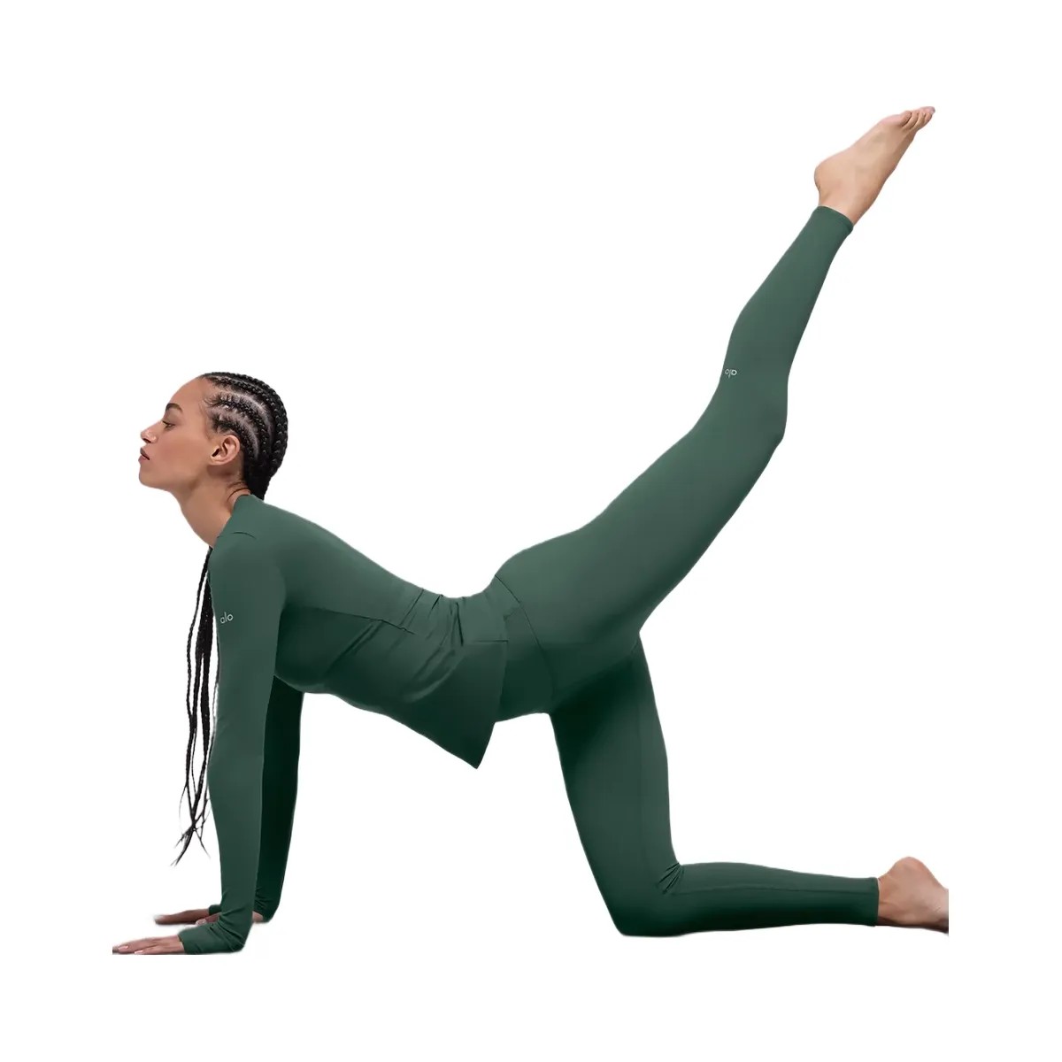Alo Women's Airbrush Winter Warm High-Waist Nocturne Legging - Clover Green - HypeFly India View 4