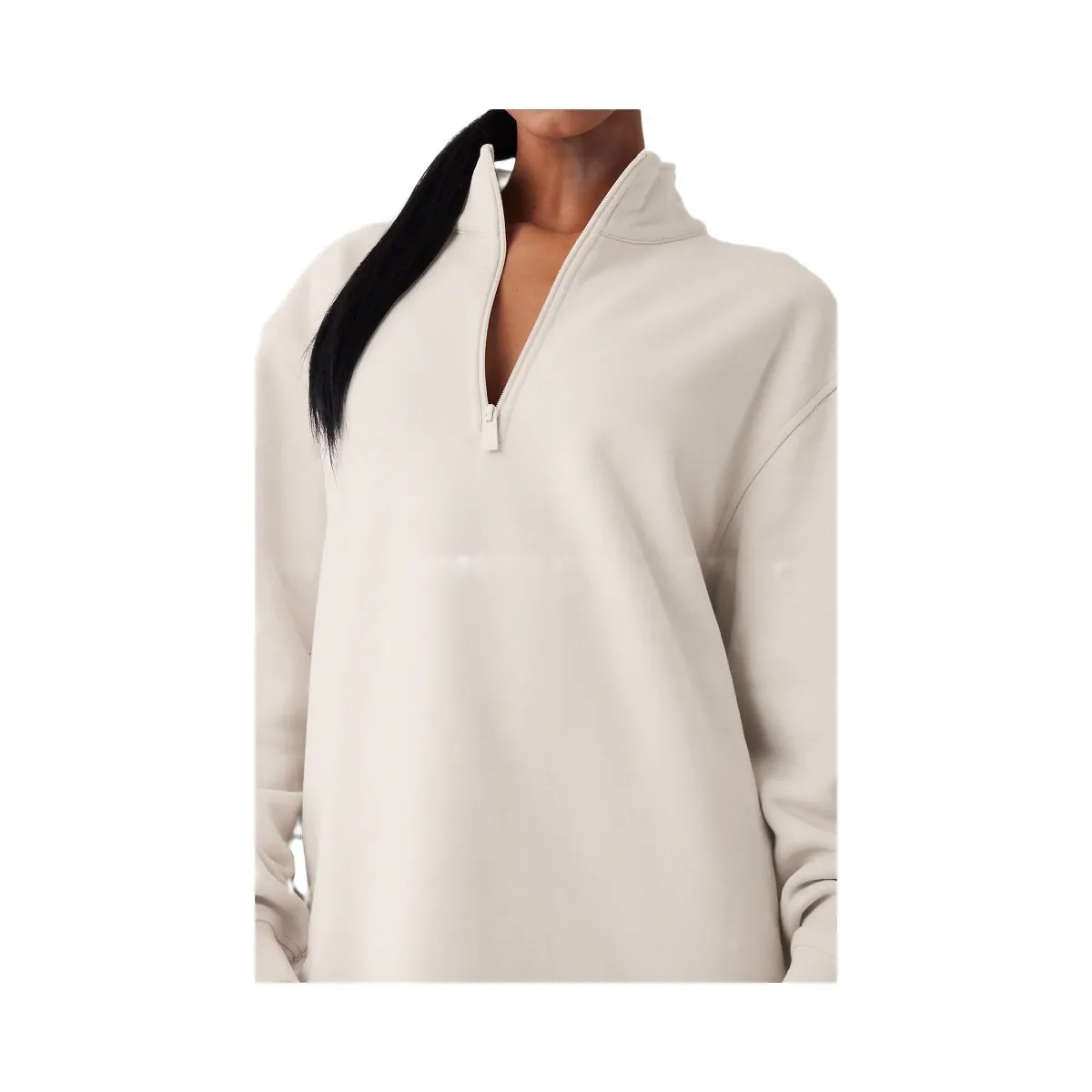 Alo Women's Renown Heavy Weight 1/4 Zip - Bone - HypeFly India View 3