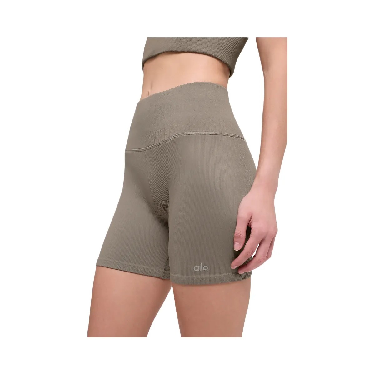 Alo Women's 5" Seamless Ribbed Favorite Short - Light Cocoa - HypeFly India View 3