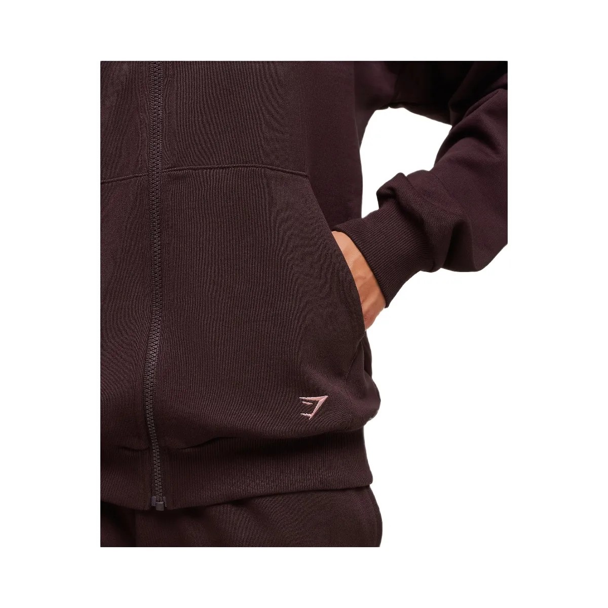 Gymshark Embroidered Zip Up Hoodie - Cherry Purple - HypeFly India View 6