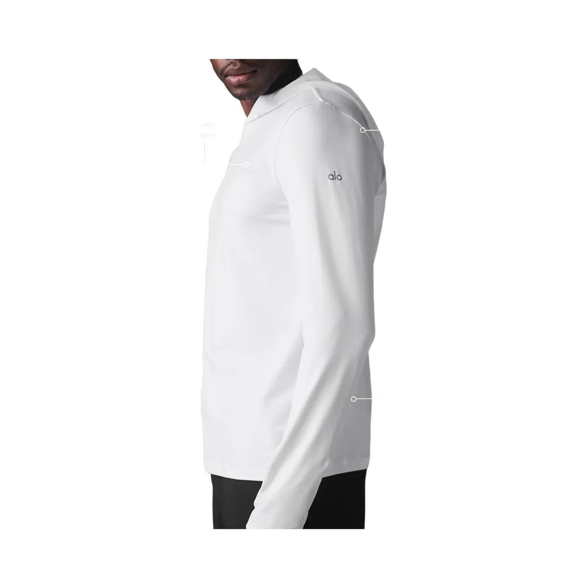 Alo Men's Conquer Reform Long Sleeve With Hood - White - HypeFly India View 2