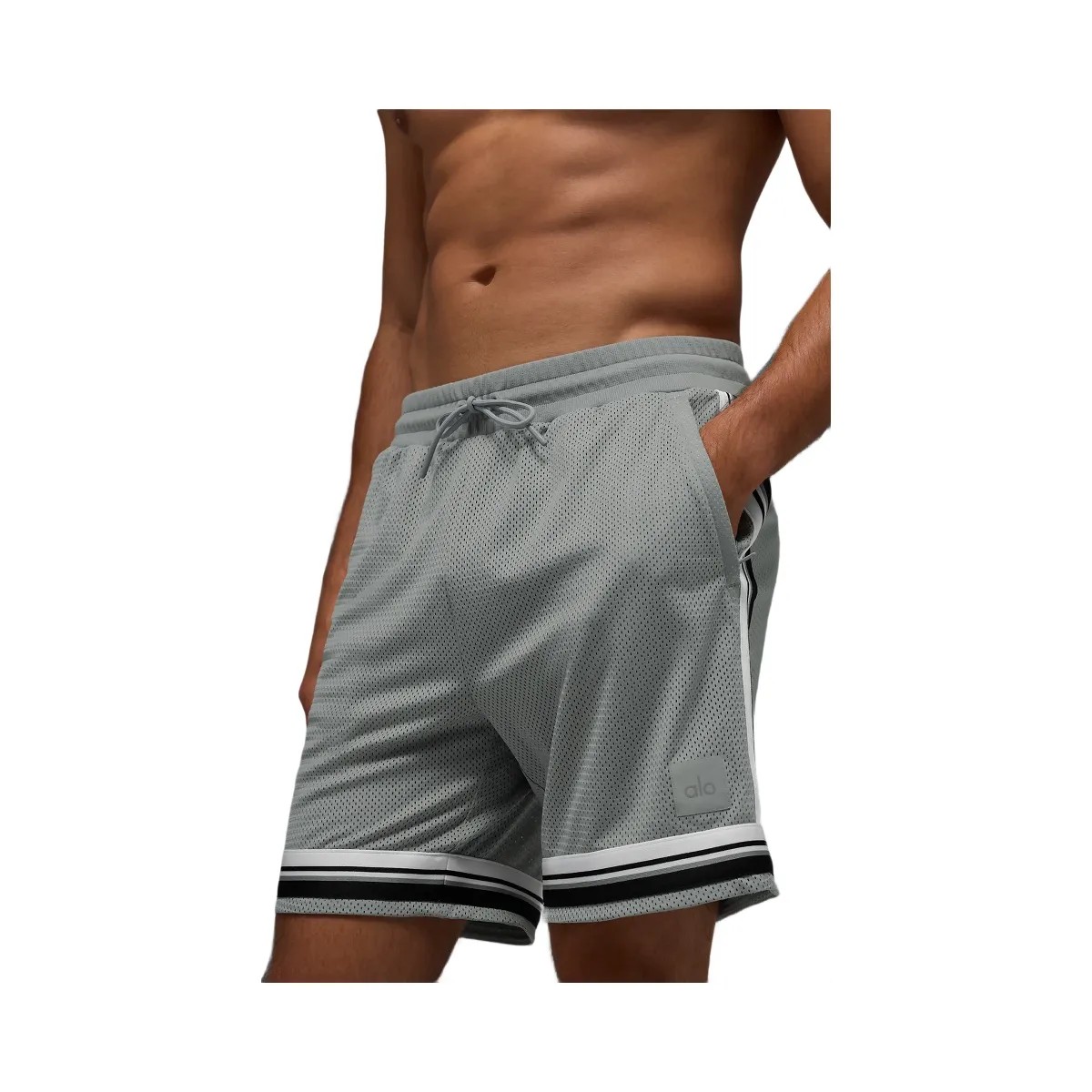 Alo Men's 7" Key Mesh Basketball Short - Lunar Grey - HypeFly India View 2