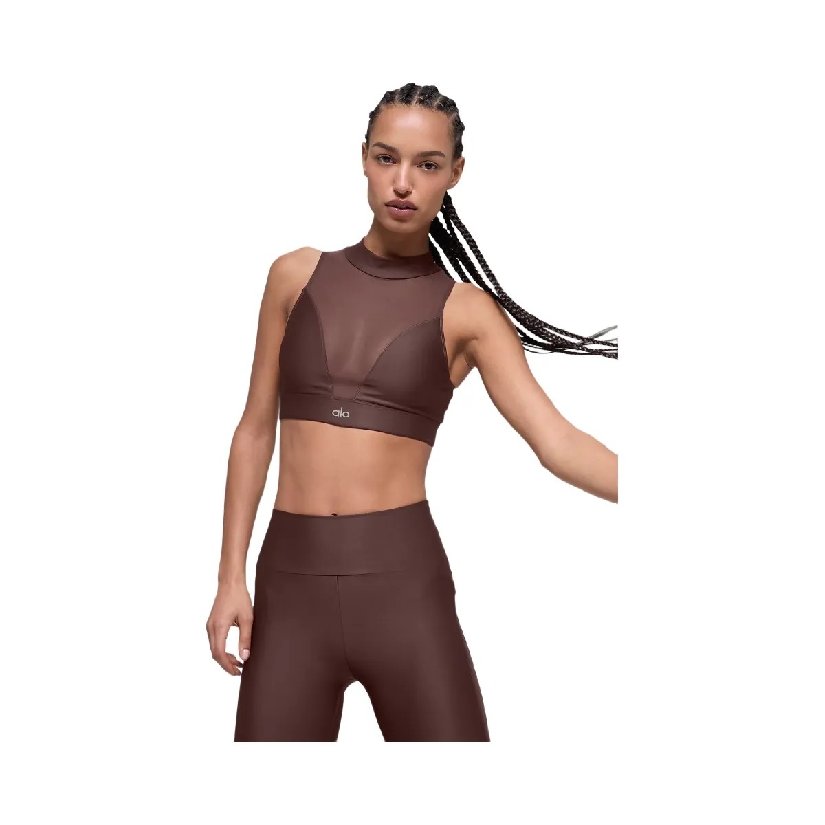 Alo Women's Airlift Mesh Infatuation Bra - Brownstone - HypeFly India View 6