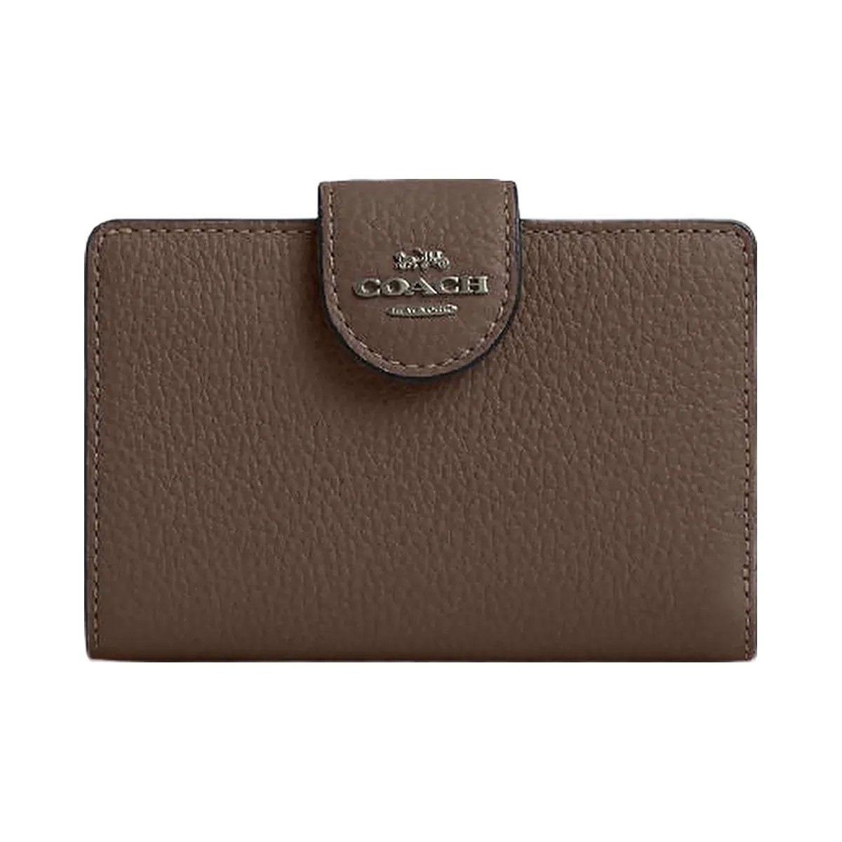 Coach Medium Corner Zip Wallet Pebbled Leather-Qb-Dark Stone - HypeFly India View 1