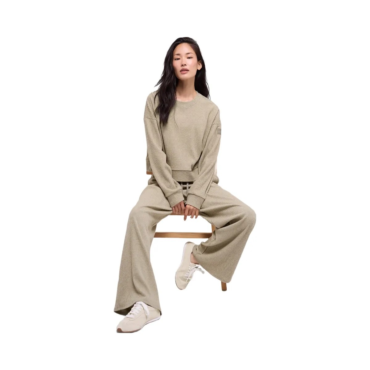 Alo Women's Muse Wide Leg Pant - Gravel Heather - HypeFly India View 5