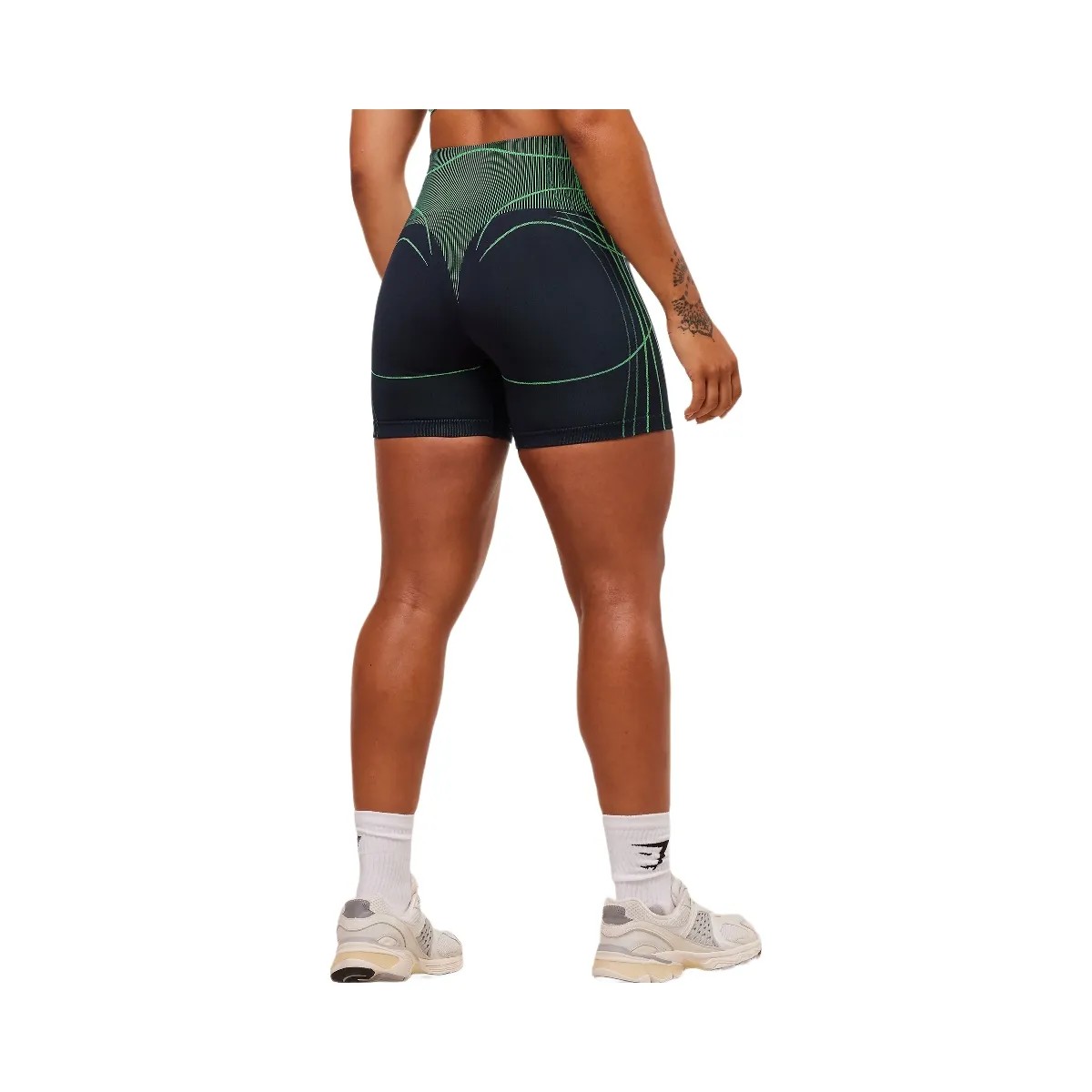 Gymshark Apex Seamless Shorts - Heavy Blue/Active Green - HypeFly India View 2