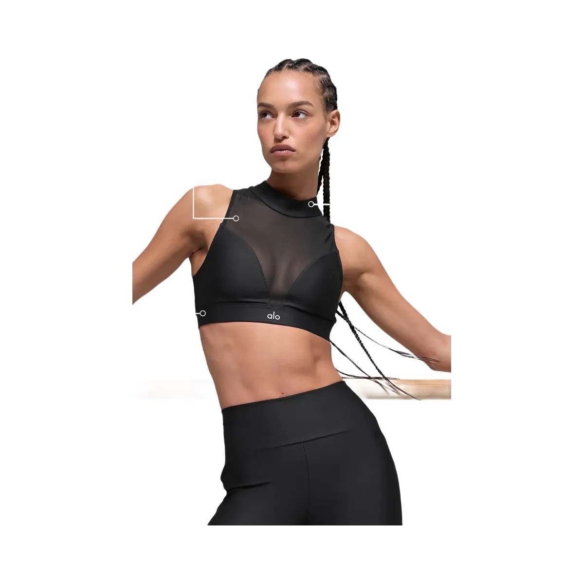 Alo Women's Airlift Mesh Infatuation Bra - Black - HypeFly India View 1