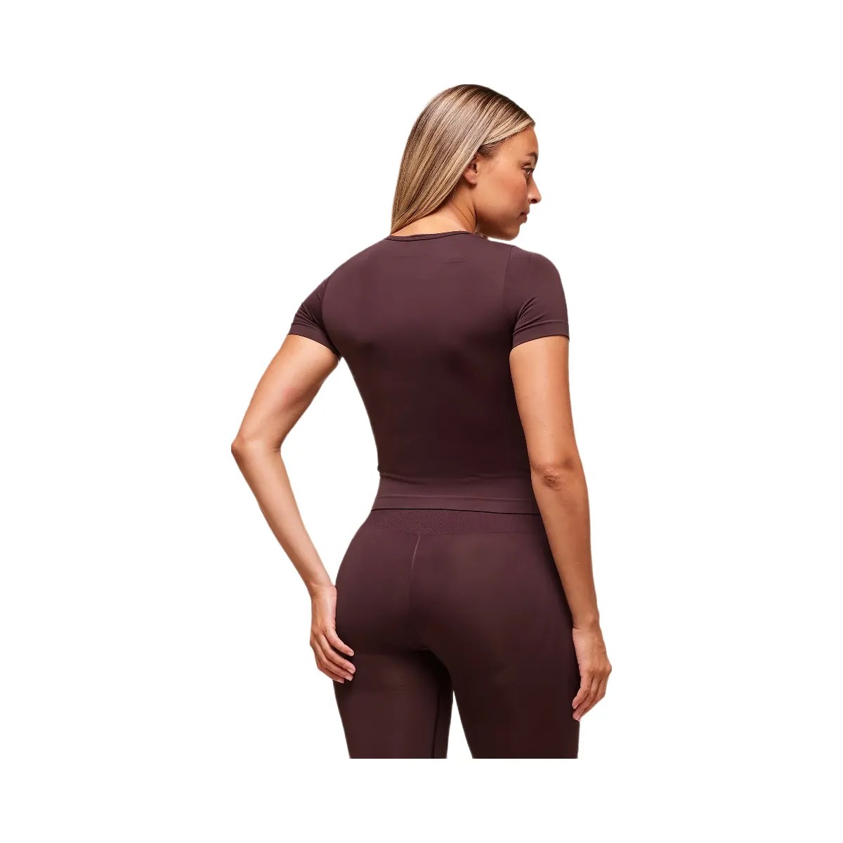 Gymshark Everyday Seamless Tight Fit Crew Neck Tee - Cherry Purple - HypeFly India View 2