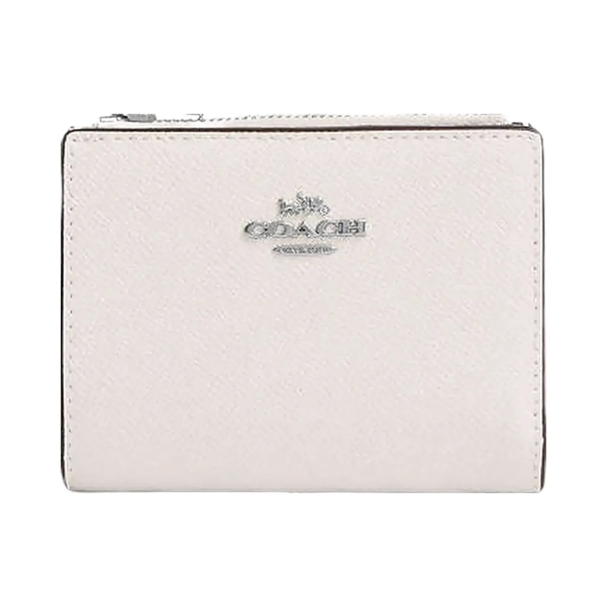 Coach Bifold Wallet Crossgrain Leather-Silver-Chalk - HypeFly India View 1