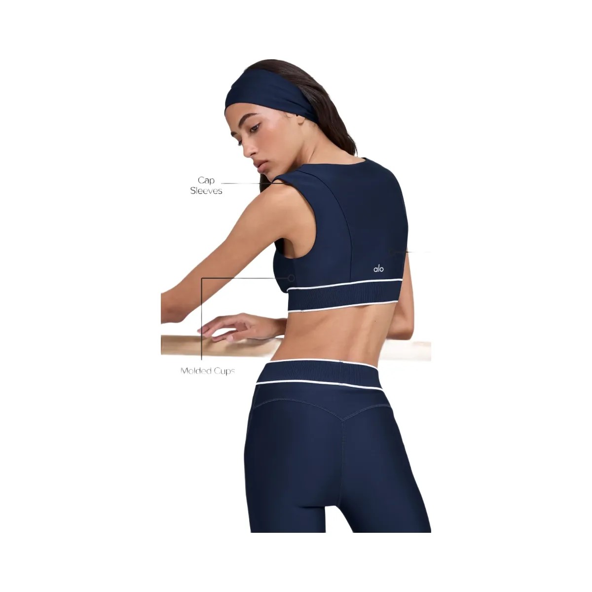 Alo Women's Airlift Alignment Bra - Navy/White - HypeFly India View 2