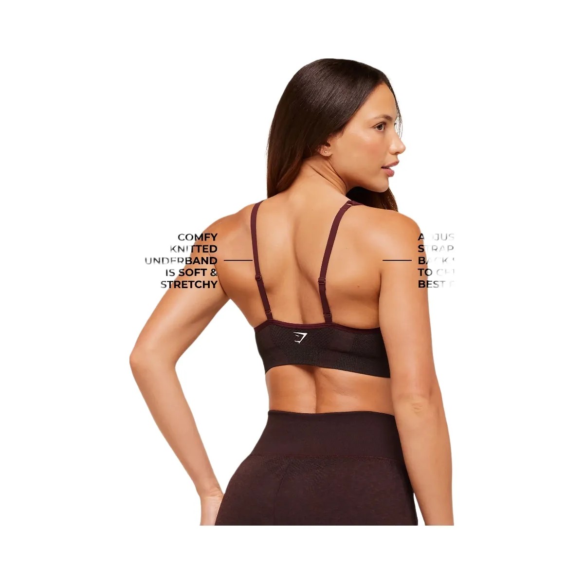 Gymshark Vital V Neck Sports Bra - Rich Maroon/Marl - HypeFly India View 2