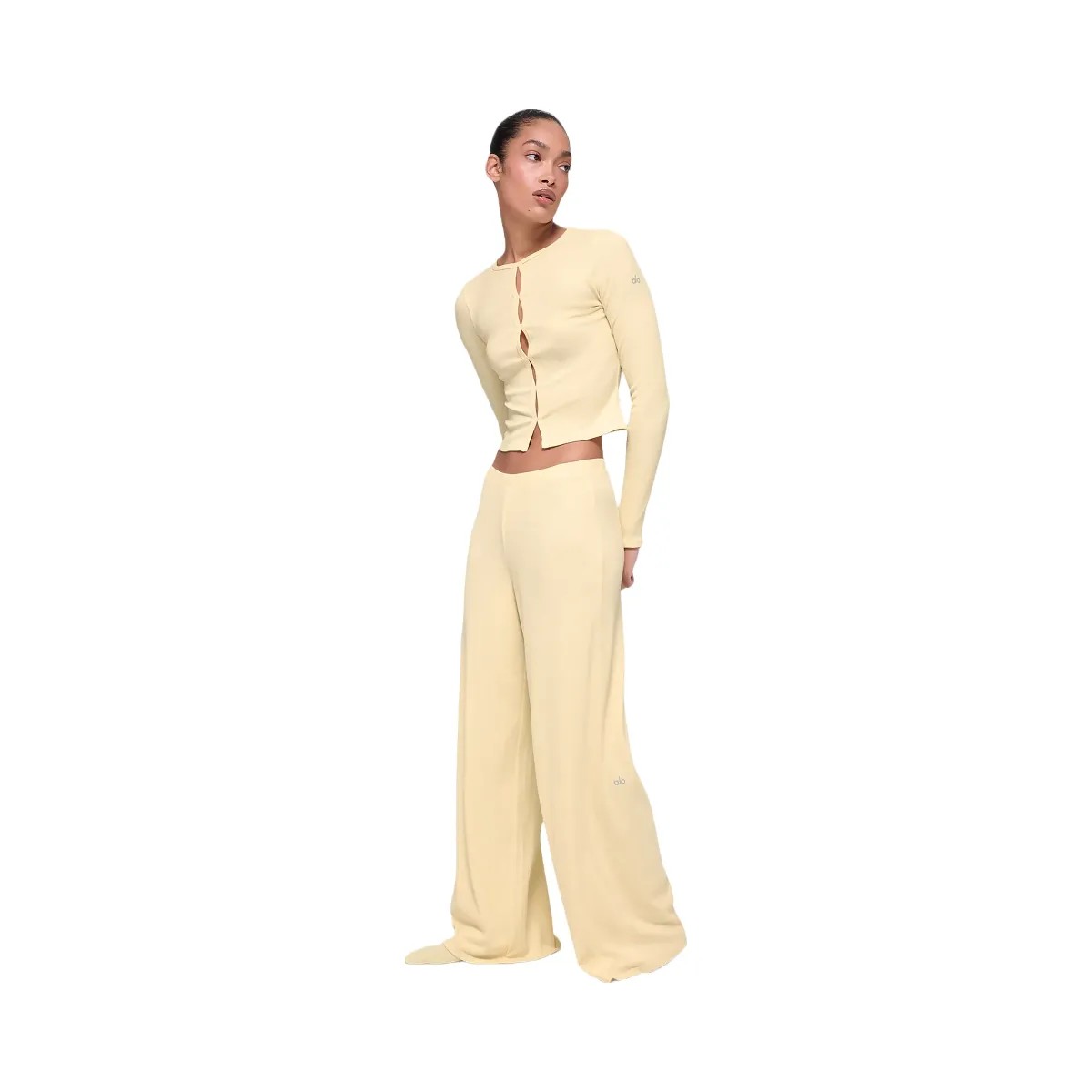 Alo Women's Dreamlight Long Sleeve Top - Candlelight Yellow - HypeFly India View 1