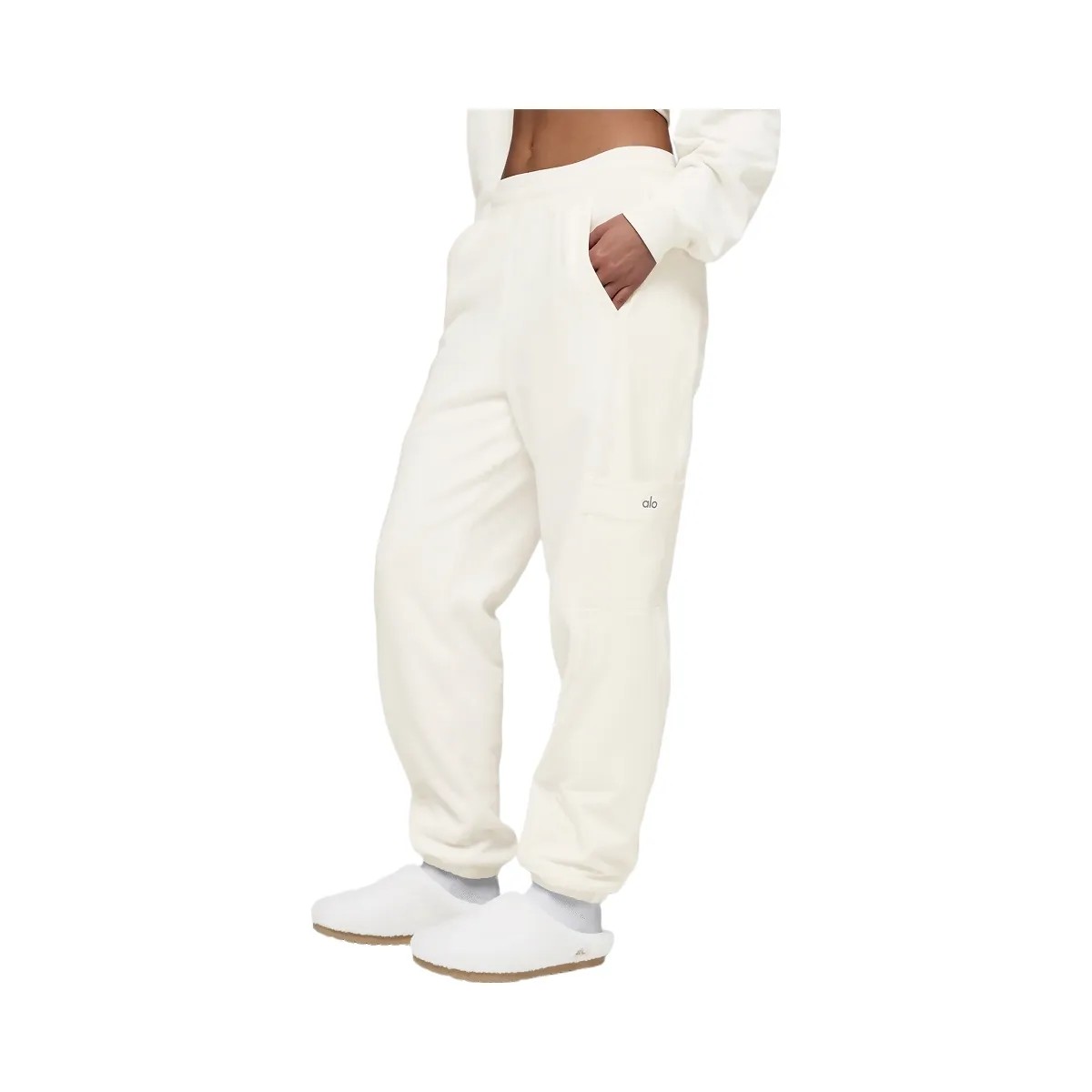 Alo Women's Polar Fleece Wintry Mix Pant - Ivory - HypeFly India View 1