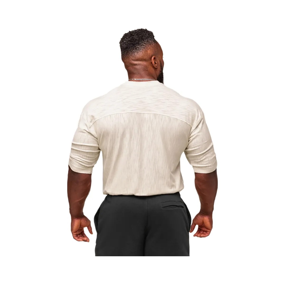 Gymshark Lightweight Slub Textured 3/4 Henley - Oat White - HypeFly India View 2
