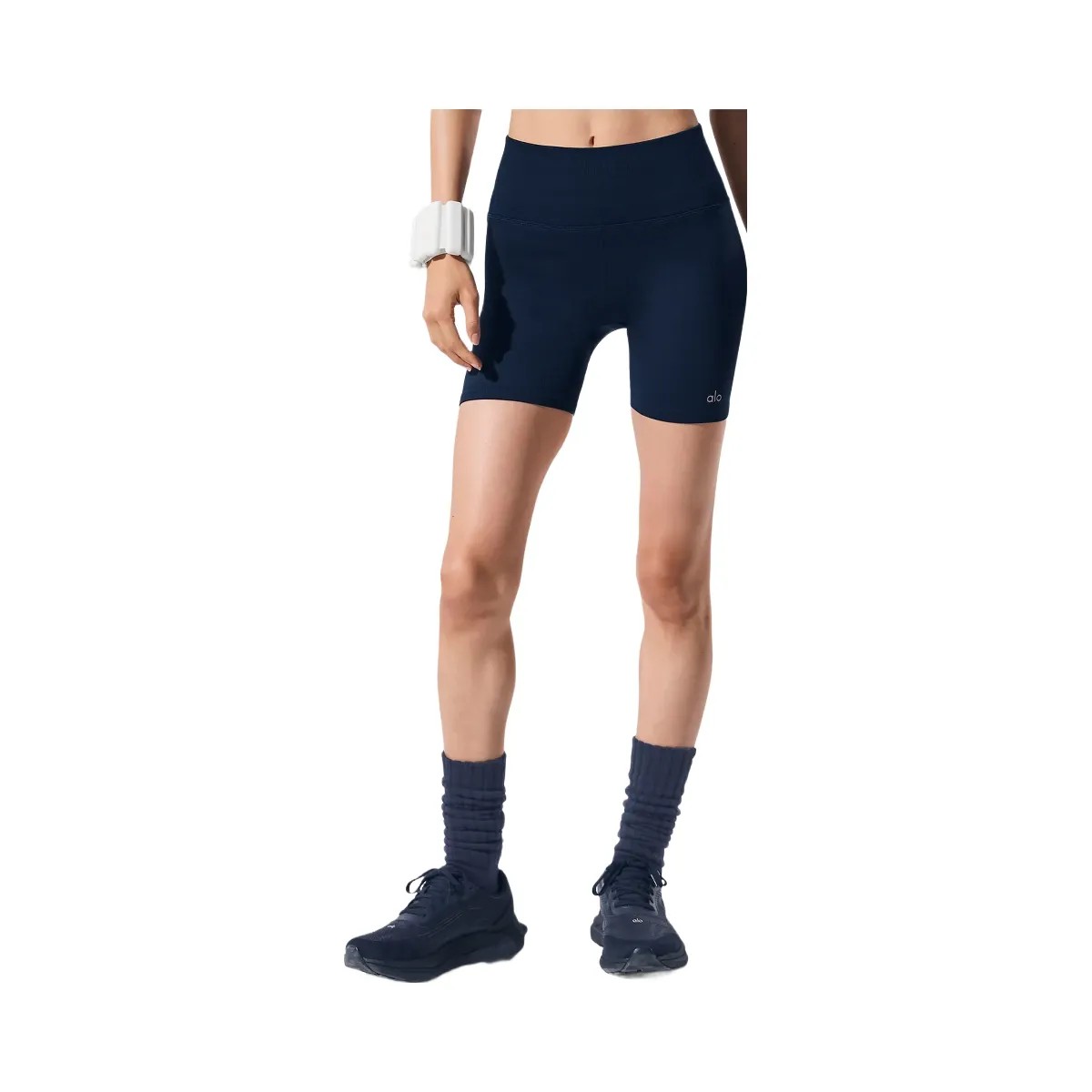 Alo Women's 5" Seamless Ribbed Favorite Short - Navy - HypeFly India View 4