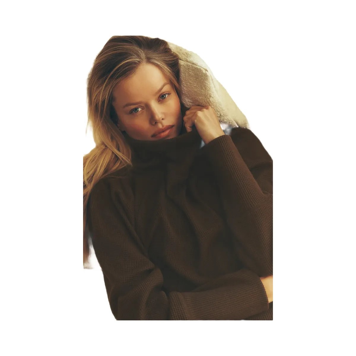 Alo Women's Waffle Weekend Escape Mock Neck Long Sleeve - Espresso - HypeFly India View 6