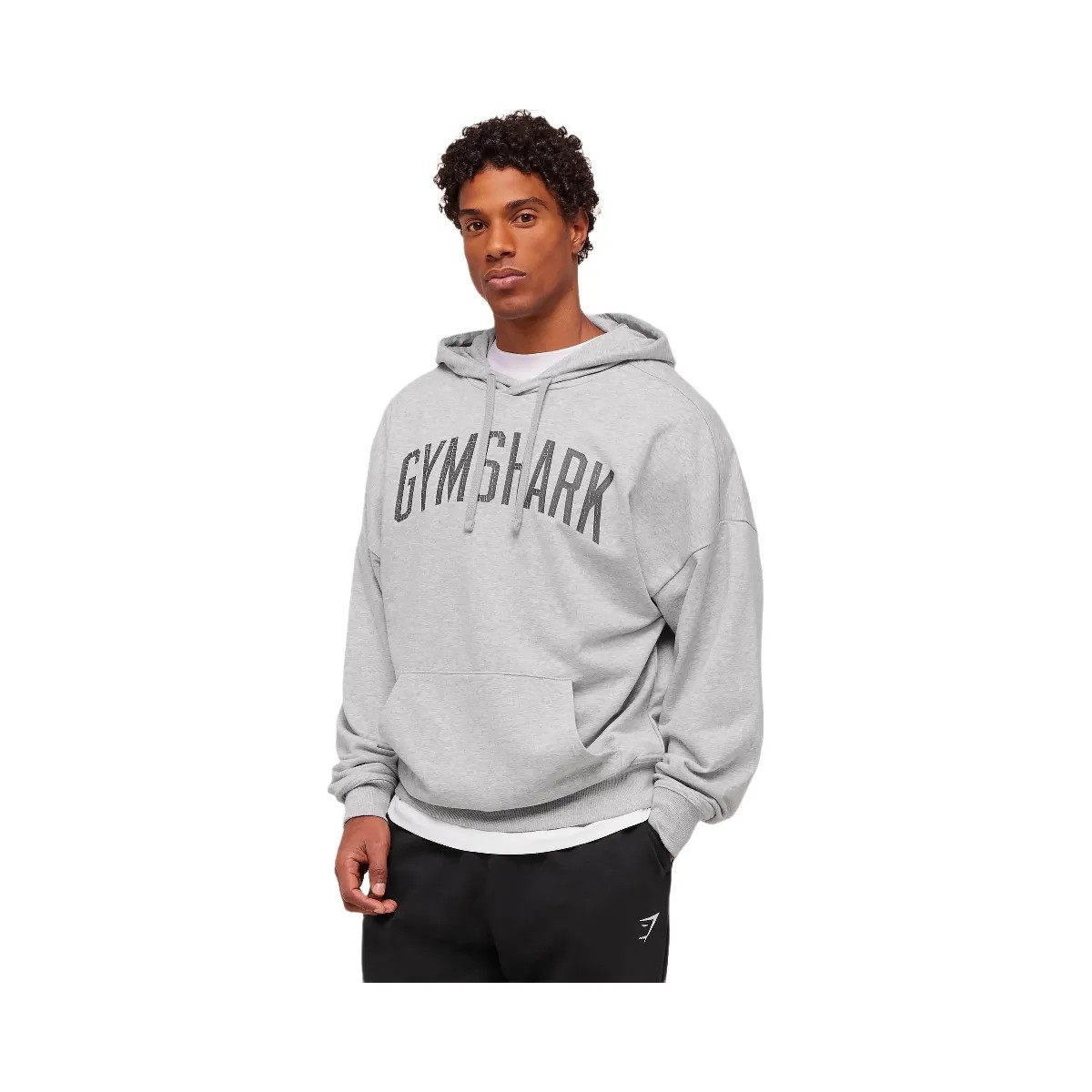 Gymshark Worn Graphic Hoodie - Light Grey Core Marl - HypeFly India View 3