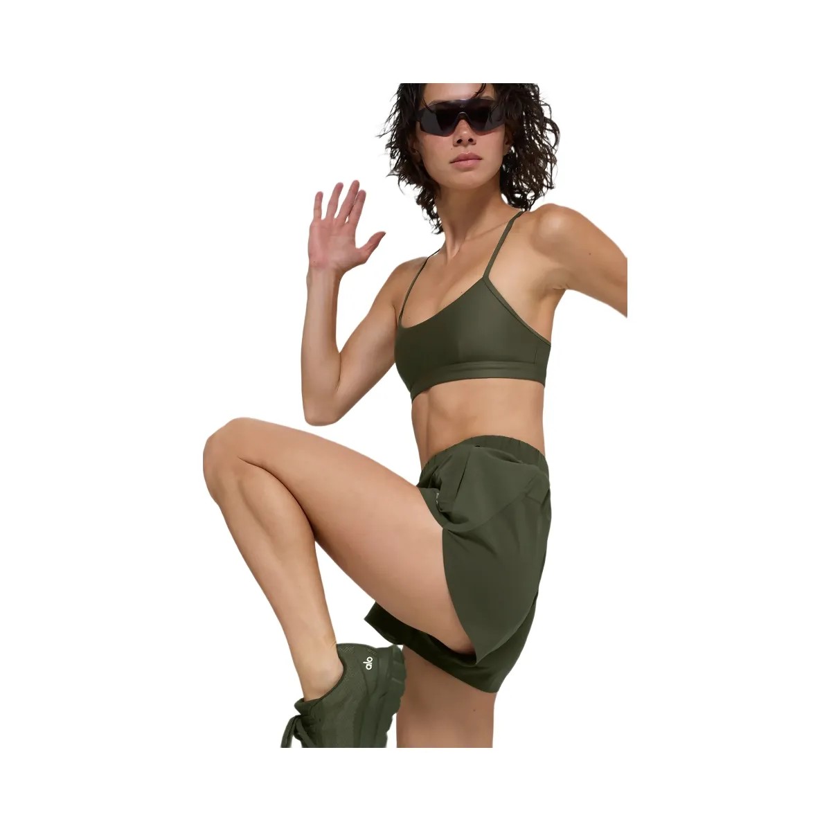 Alo Women's Playmaker Dolphin Short - Green Olive - HypeFly India View 5