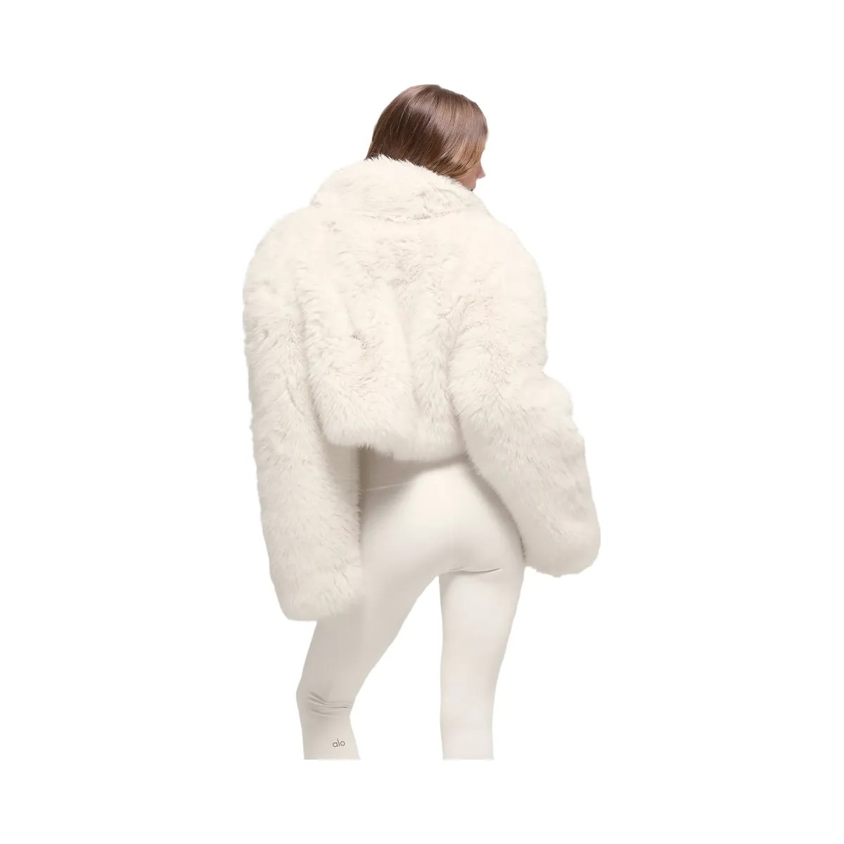 Alo Women's Opulent Faux Fur Cropped Jacket - Ivory - HypeFly India View 3
