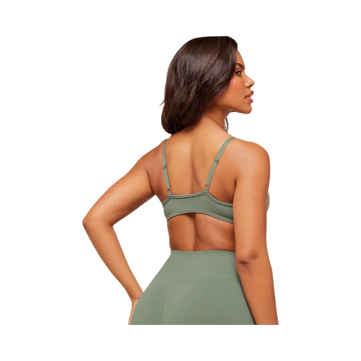 Gymshark Soft Sculpt V-neck Sports Bra - Unit Green - HypeFly India View 3