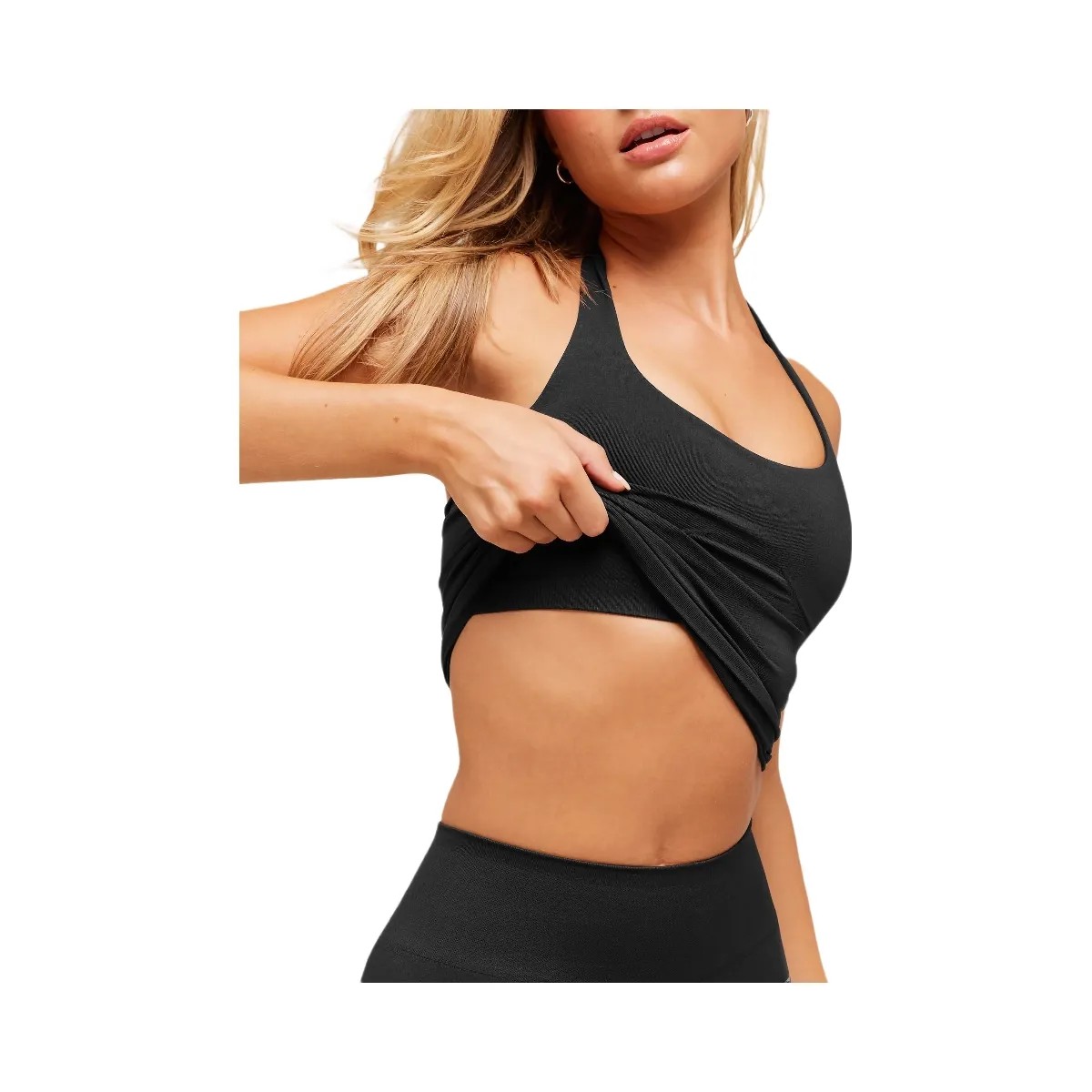 Gymshark Soft Sculpt Halterneck Tank With Shelf - Black - HypeFly India View 5