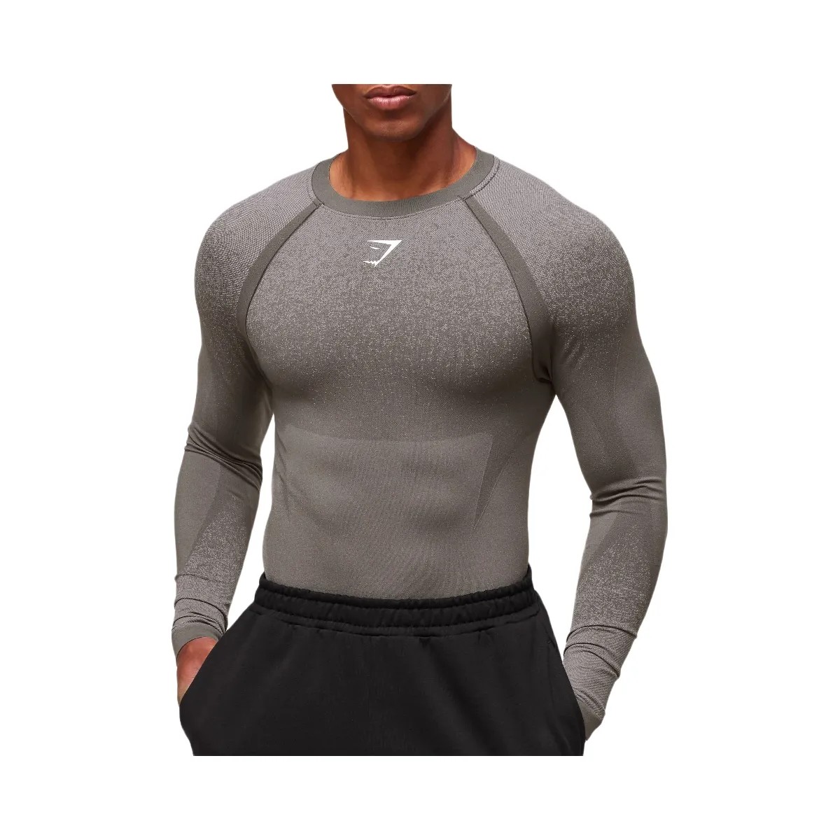 Gymshark Shadow Seamless Long Sleeve T-Shirt - Meteor Grey - HypeFly India View 2