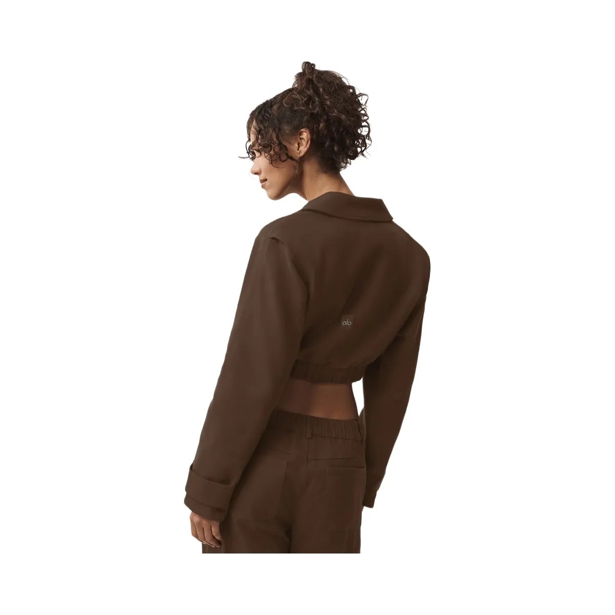 Alo Women's Cropped Cosmopolitan Jacket - Espresso - HypeFly India View 4