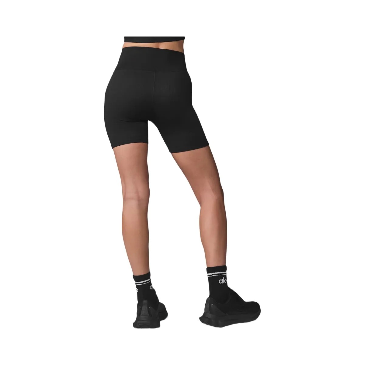 Alo Women's 5" Seamless Ribbed Favorite Short - Black - HypeFly India View 3