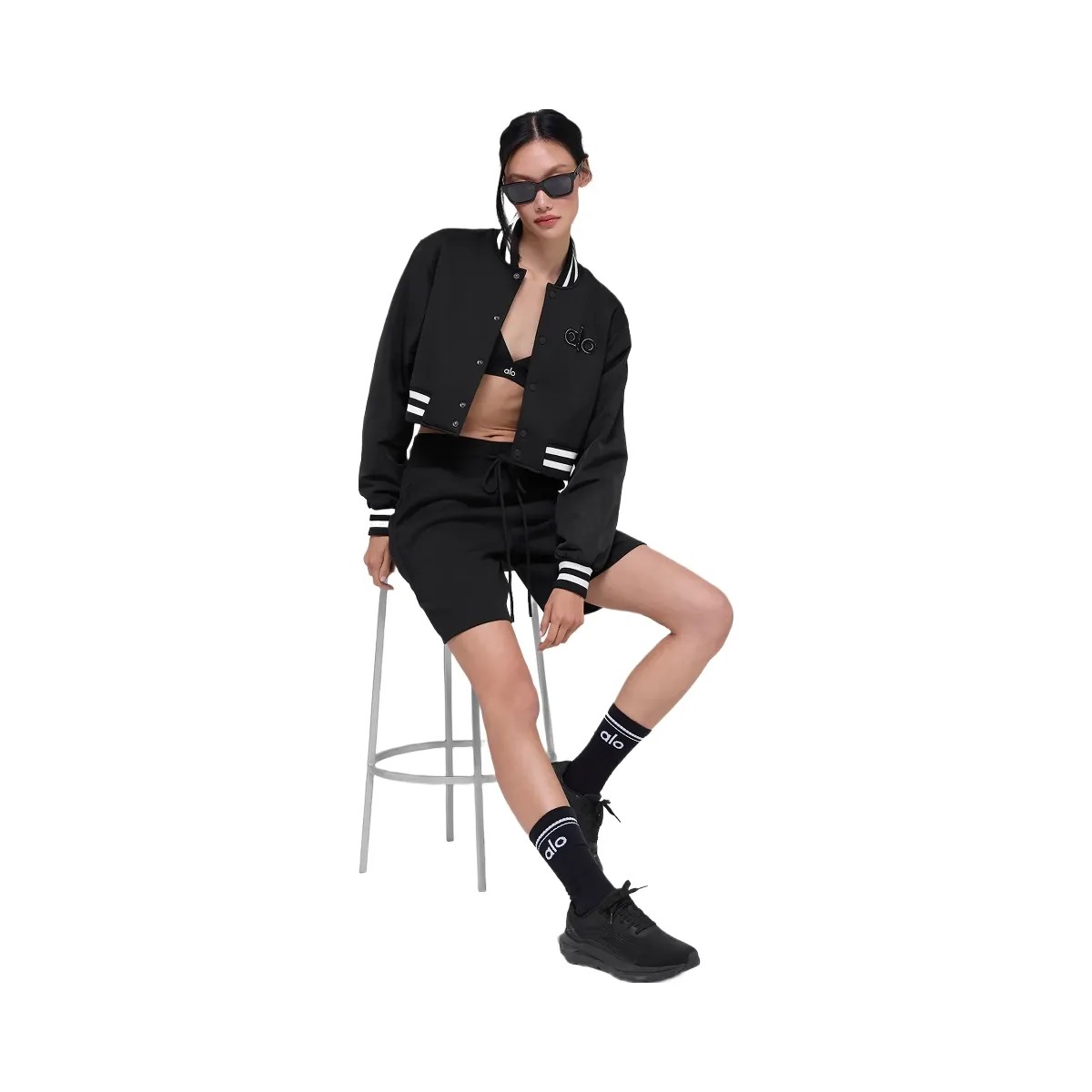 Alo Women's High-Waist Easy Sweat Short - Black - HypeFly India View 5