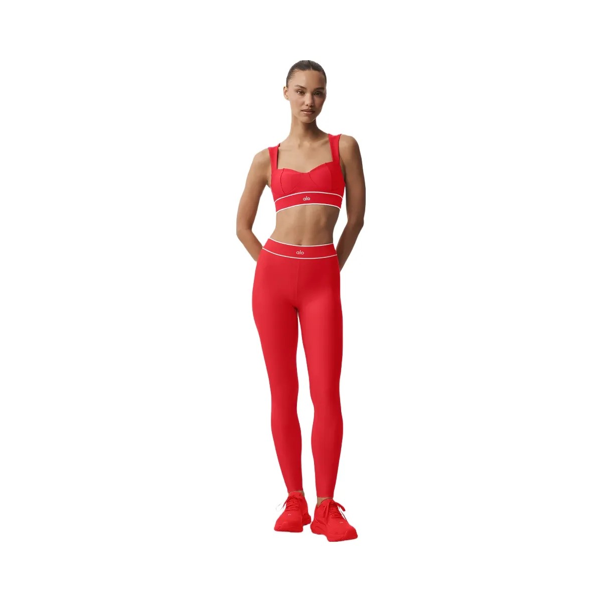 Alo Women's Airlift High-Waist Alignment Legging - Bright Red/White - HypeFly India View 5