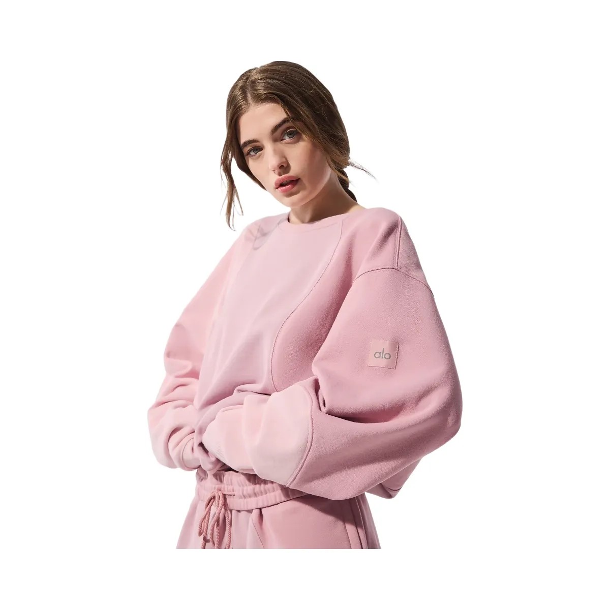 Alo Women's Make Waves Crew Neck Pullover - Sunset Pink Tonal - HypeFly India View 2