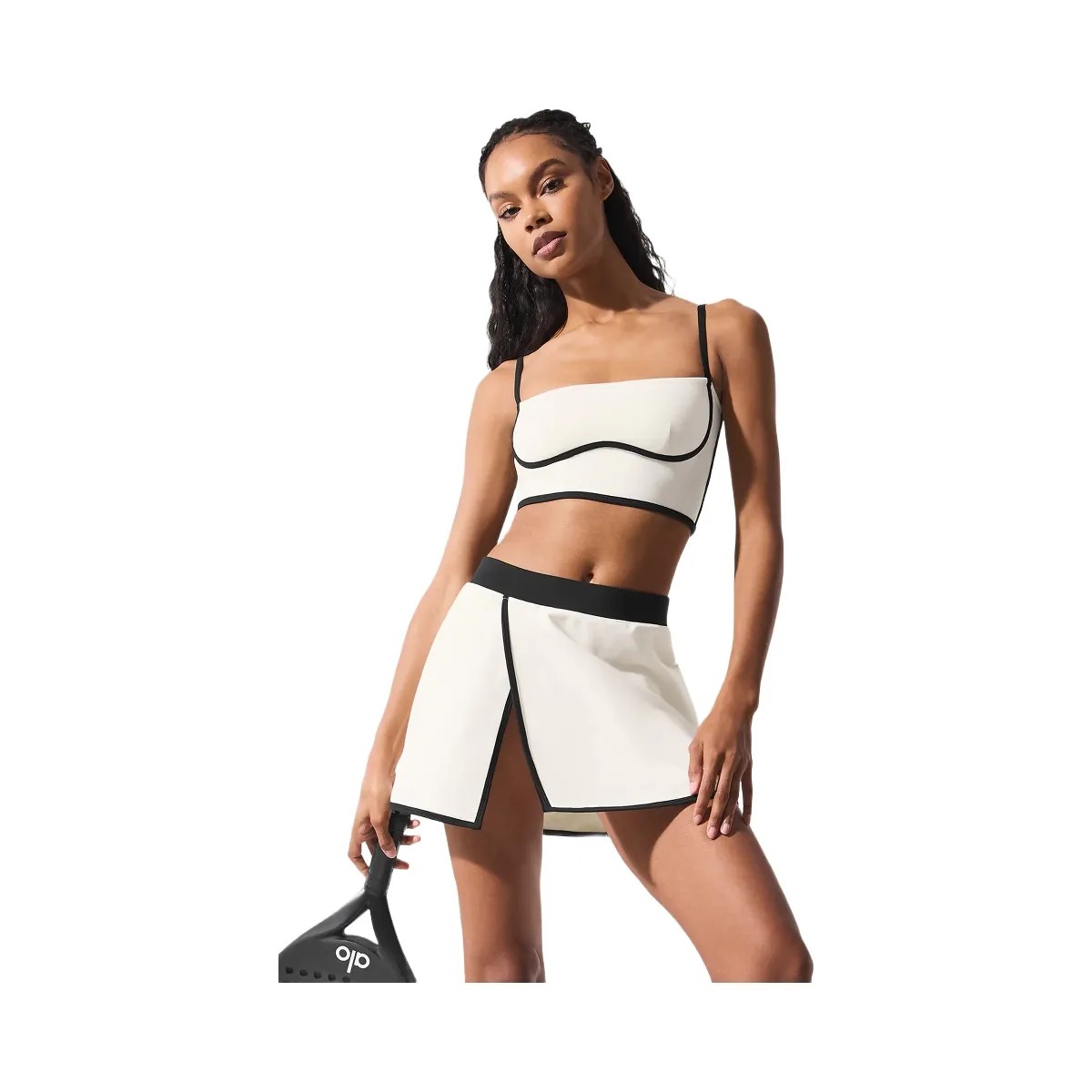 Alo Women's Airbrush Streamlined Bra Tank - Ivory/Black - HypeFly India View 3