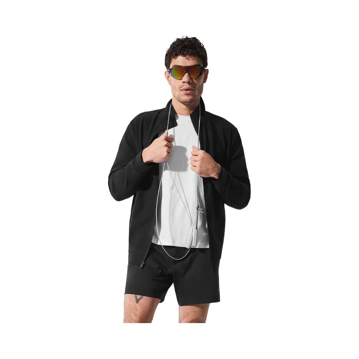 Alo Men's Conquer Max Mock Neck Full Zip - Black - HypeFly India View 1