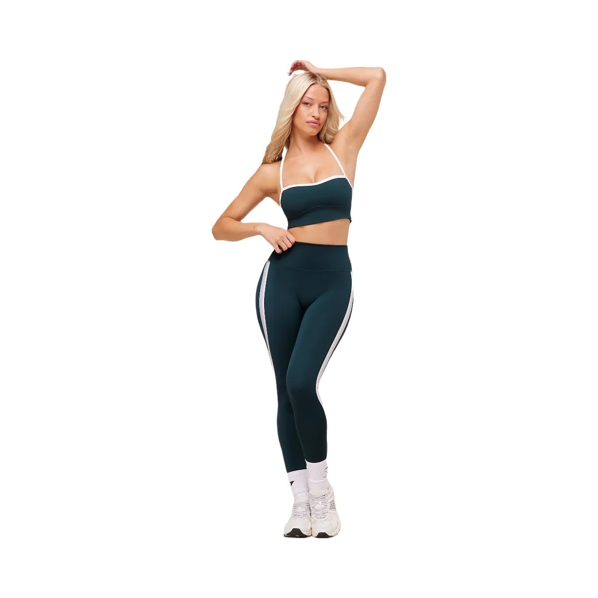 Gymshark Piping Legging - Deep Petrol Blue/Smoke Blue/Soft White - HypeFly India View 4
