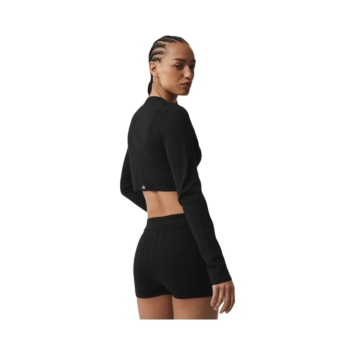Alo Women's Pointelle Sweater Be Mine Cardigan - Black - HypeFly India View 2
