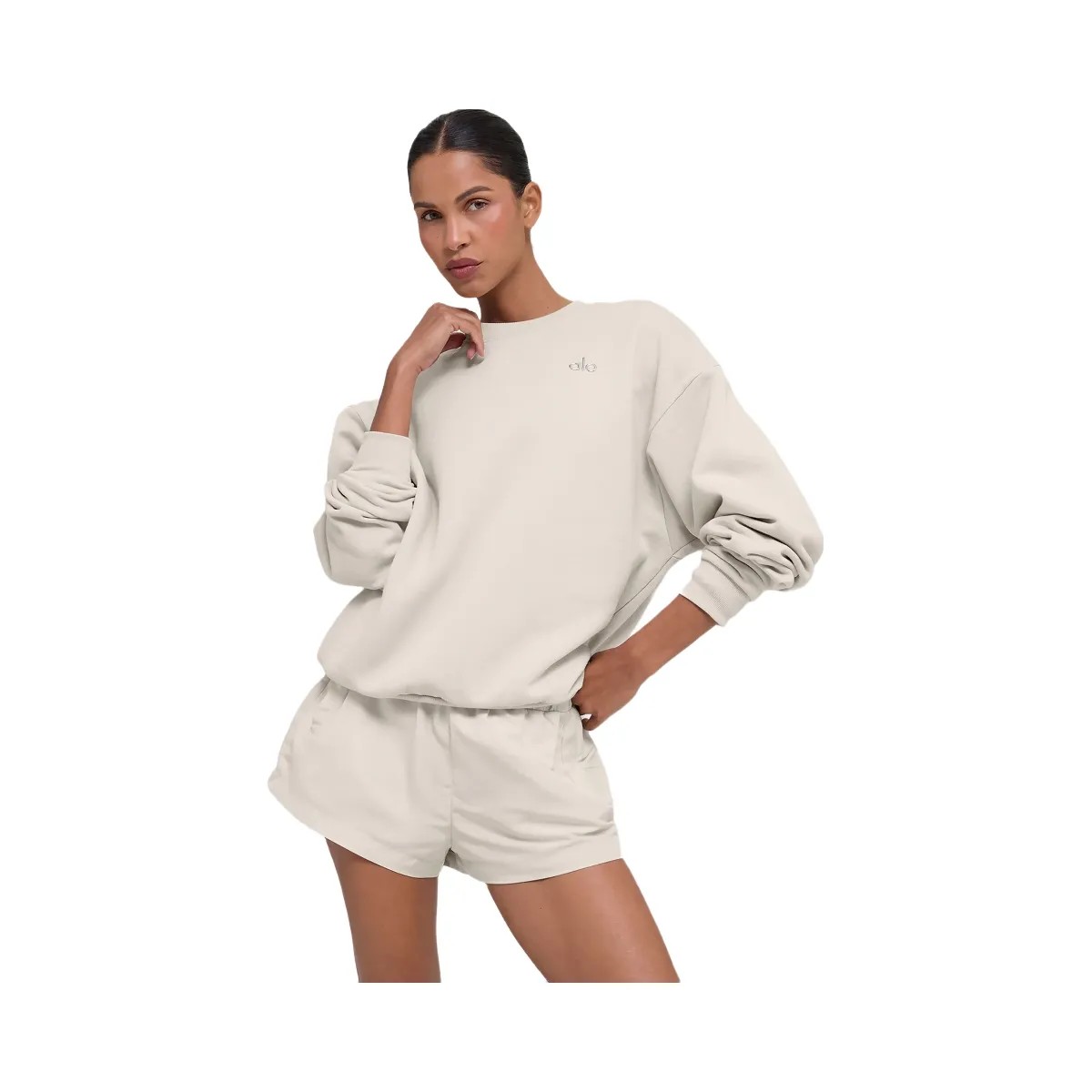Alo Women's Accolade Crew Neck Pullover - Bone - HypeFly India View 1