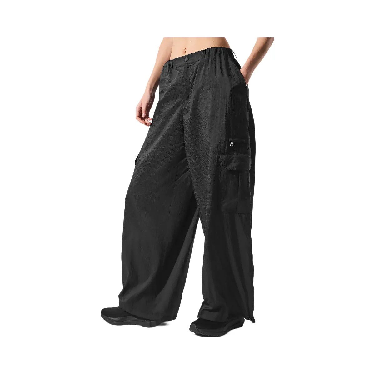 Alo Women's Sheer Game Time Wide Leg Jogger - Black - HypeFly India View 1