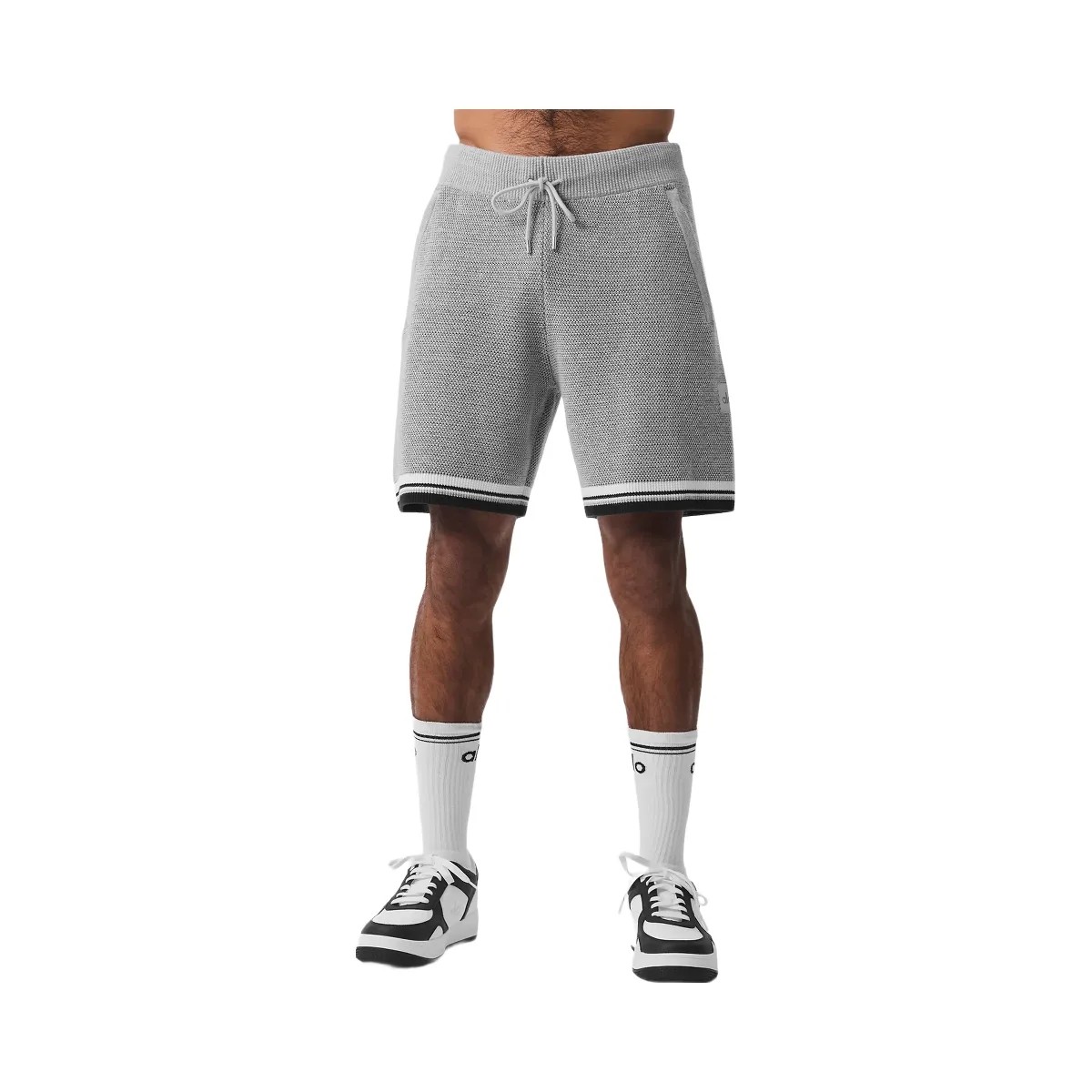 Alo Men's 7" Sports Club Sweater Knit Basketball Short - Athletic Heather Grey - HypeFly India View 2