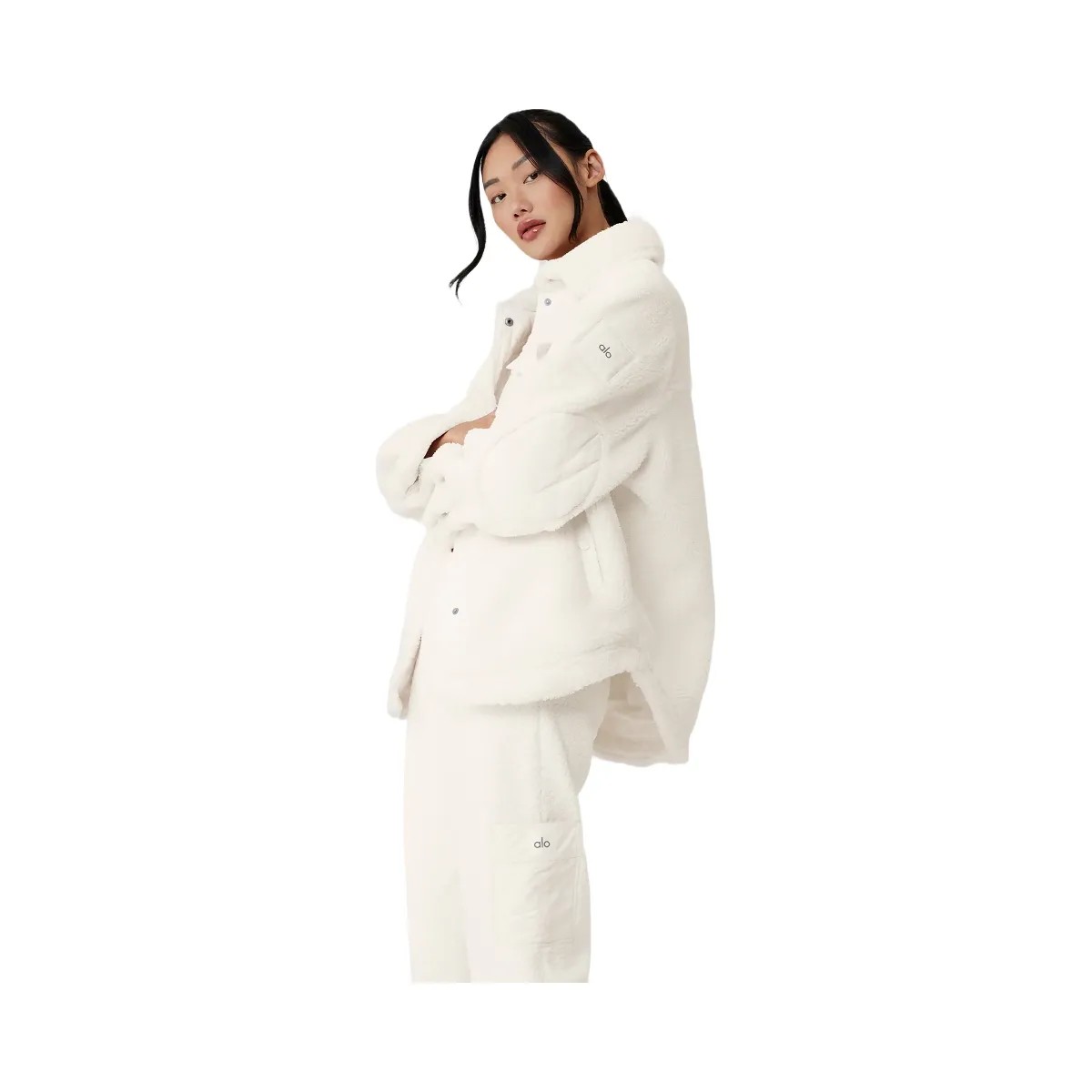 Alo Women's Sherpa Edge Shacket - Ivory - HypeFly India View 2