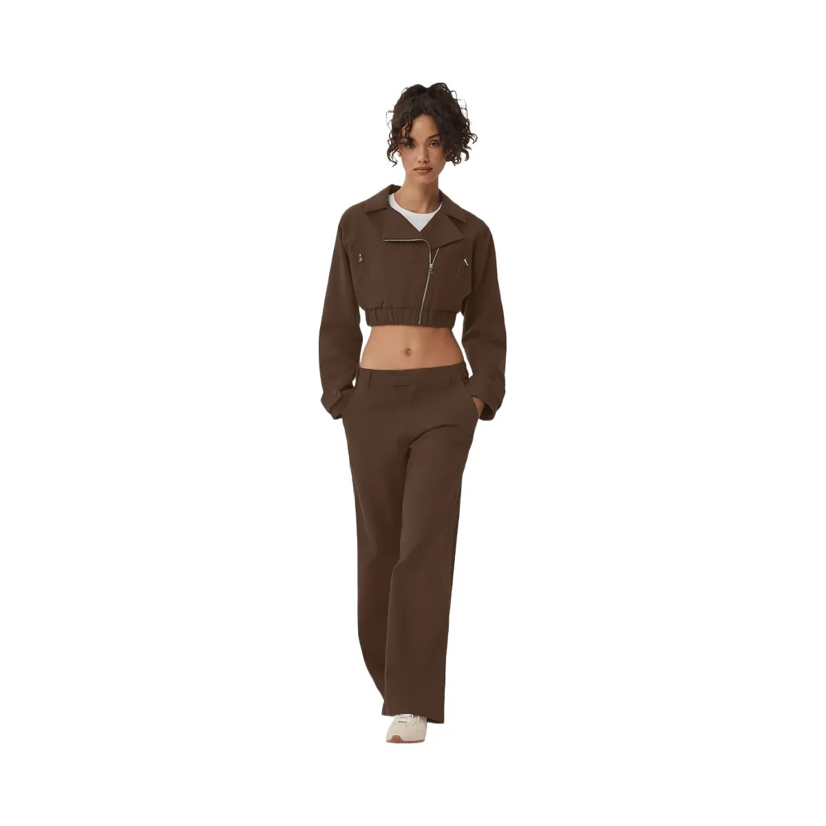 Alo Women's Cropped Cosmopolitan Jacket - Espresso - HypeFly India View 1