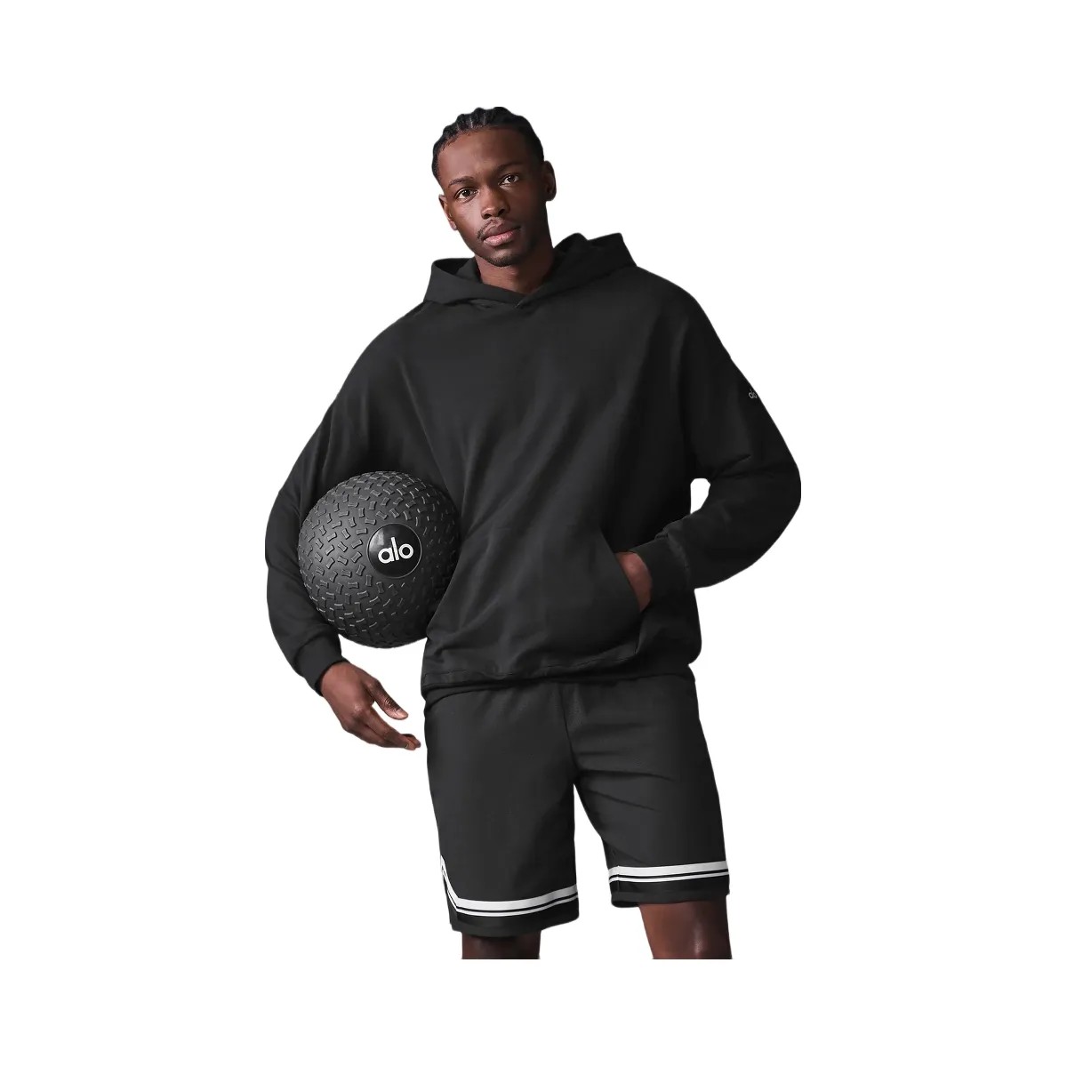 Alo Men's Double Take Hoodie - Black - HypeFly India View 4