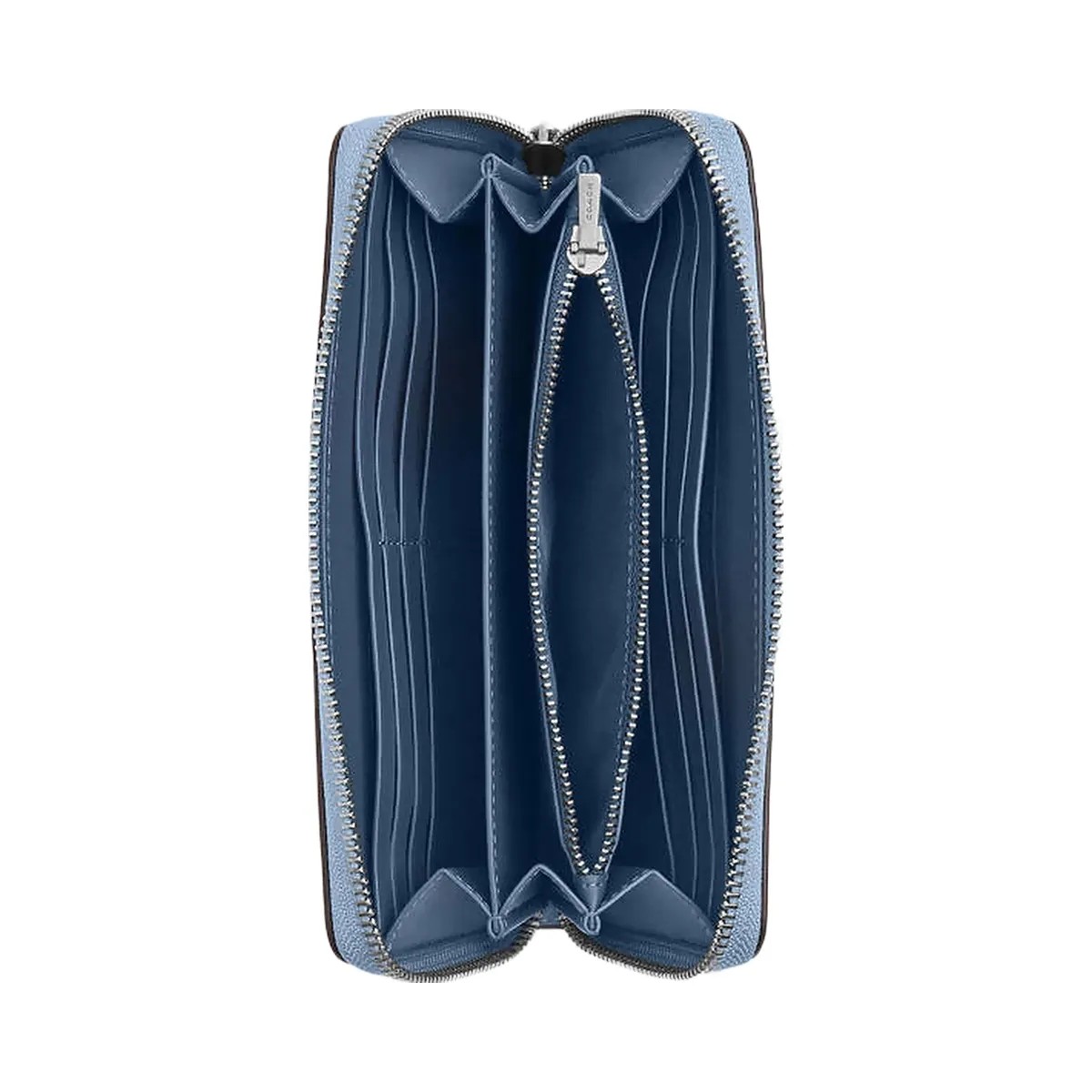Coach Long Zip Around Wallet Pebbled Leather-Sv-Bluebell - HypeFly India View 2