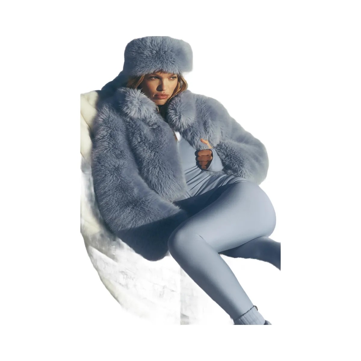 Alo Women's Opulent Faux Fur Cropped Jacket - Winter Frost - HypeFly India View 6