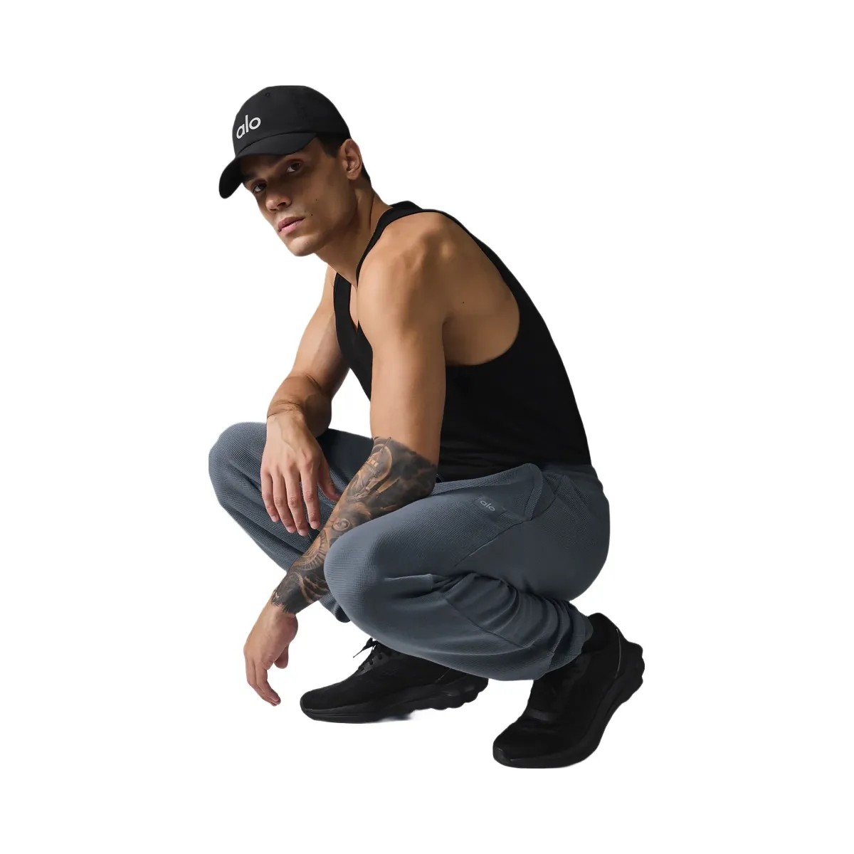 Alo Men's Micro Waffle Fast Break Jogger - Steel Grey - HypeFly India View 4